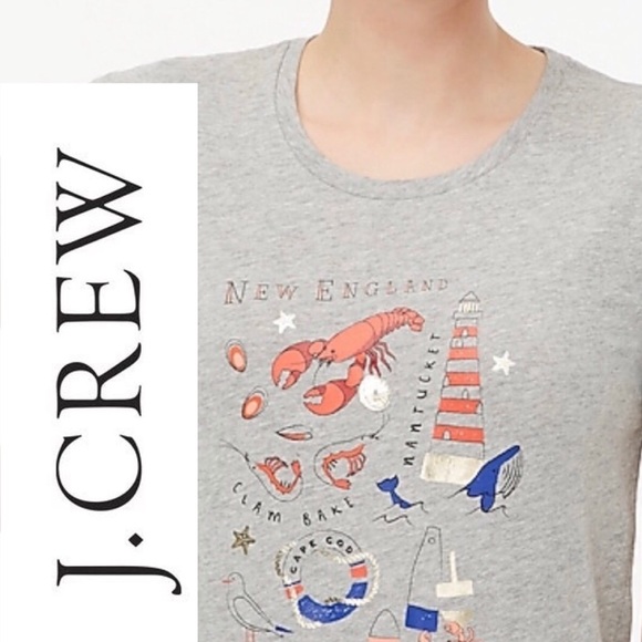 J.CREW COLLECTOR TEE 🦞NEW ENGLAND TEE NWT XL ❤️🦞🦀 - Picture 2 of 9